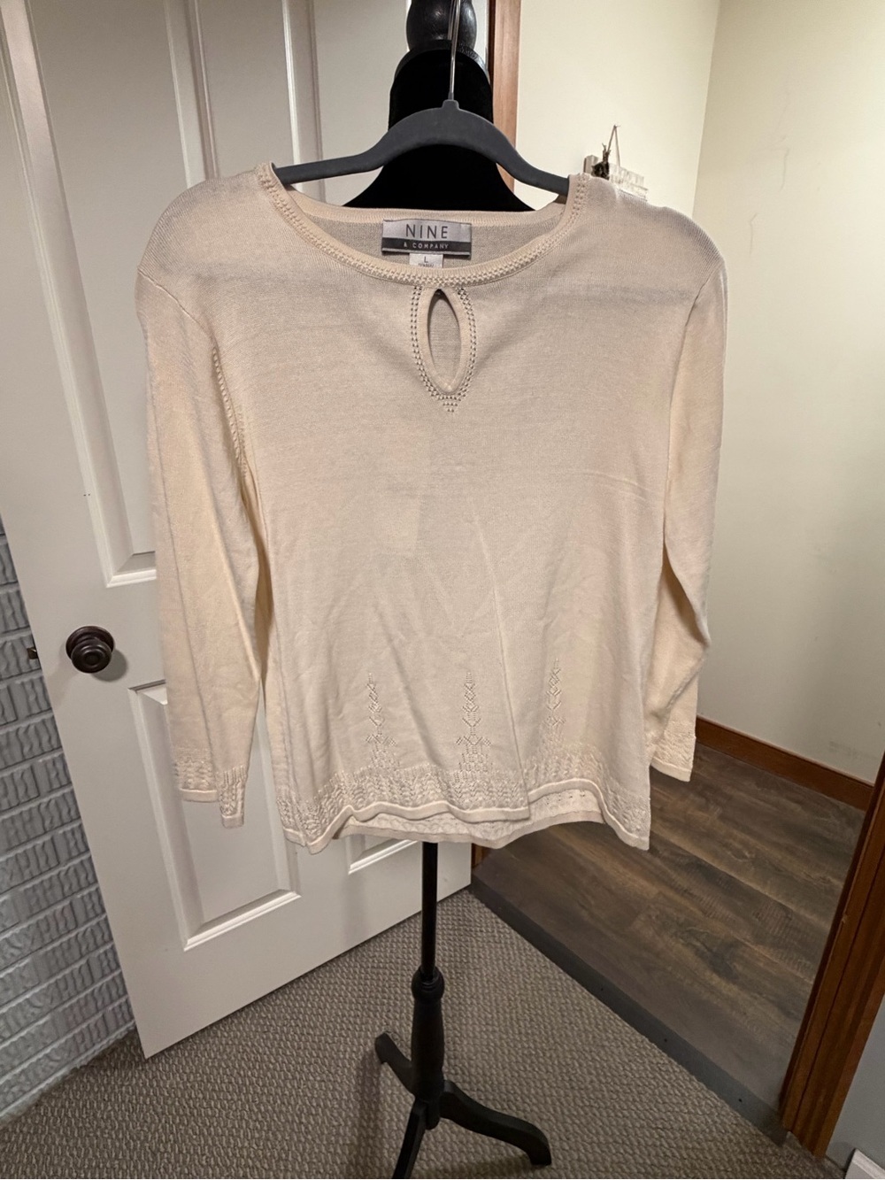 NWT Nine & Company Ivory Silk Blend Lightweight Sweater Large